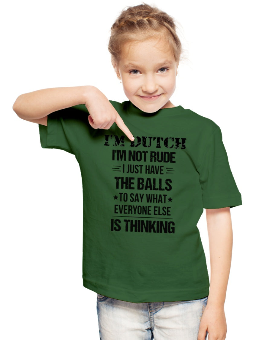 I'M NOT RUDE I'M DUTCH - Youth T-Shirt - Forest Green - lifestyle-youth-tshirt-front-2