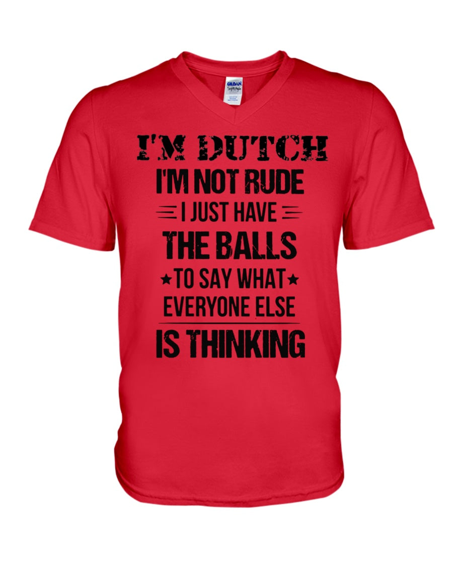 I'M NOT RUDE I'M DUTCH - V-Neck T-Shirt - Red - Front