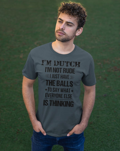 I'M NOT RUDE I'M DUTCH - Classic T-Shirt - Charcoal Grey - apparel-classic-tshirt-lifestyle-front-43