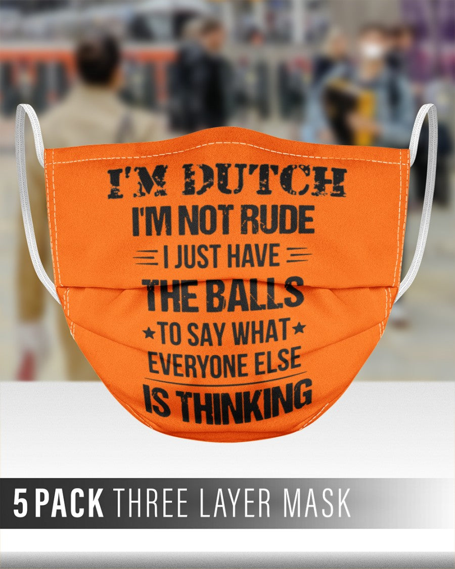 I'M NOT RUDE I'M DUTCH - 3 Layer Face Mask - 5 Pack - Burnt Orange - aos-face-mask-3-layers-lifestyle-front-48