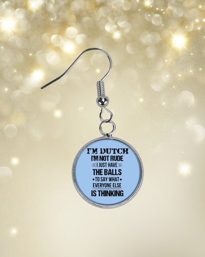 I'M NOT RUDE I'M DUTCH - Circle Earrings - Light Blue - aos-earring-circle-front-lifestyle-3
