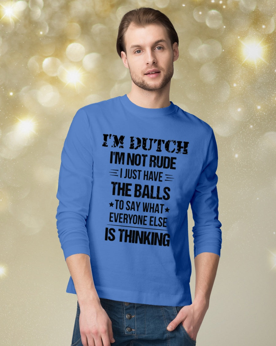 I'M NOT RUDE I'M DUTCH - Long Sleeve Tee - Royal Blue - lifestyle-holiday-longsleeves-front-3