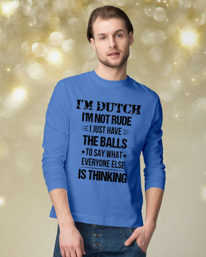 I'M NOT RUDE I'M DUTCH - Long Sleeve Tee - Royal Blue - lifestyle-holiday-longsleeves-front-3