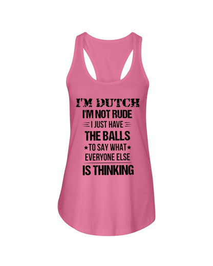 I'M NOT RUDE I'M DUTCH - Ladies Flowy Tank - Neon Pink - Front