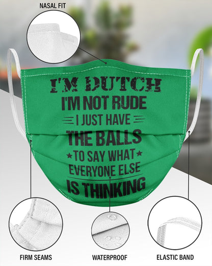 I'M NOT RUDE I'M DUTCH - 3 Layer Face Mask - Single - Kelly - aos-face-mask-3-layers-lifestyle-front-49