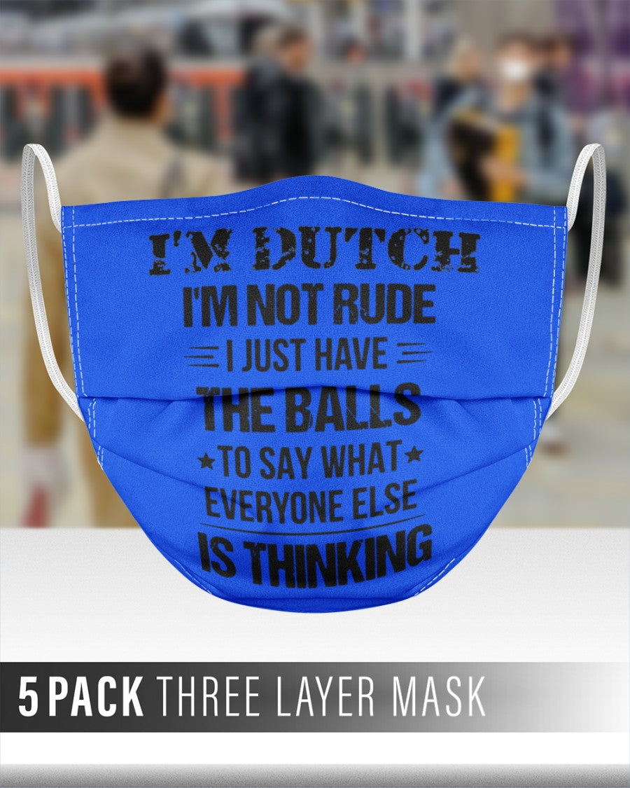 I'M NOT RUDE I'M DUTCH - 3 Layer Face Mask - 5 Pack - Royal - aos-face-mask-3-layers-lifestyle-front-48
