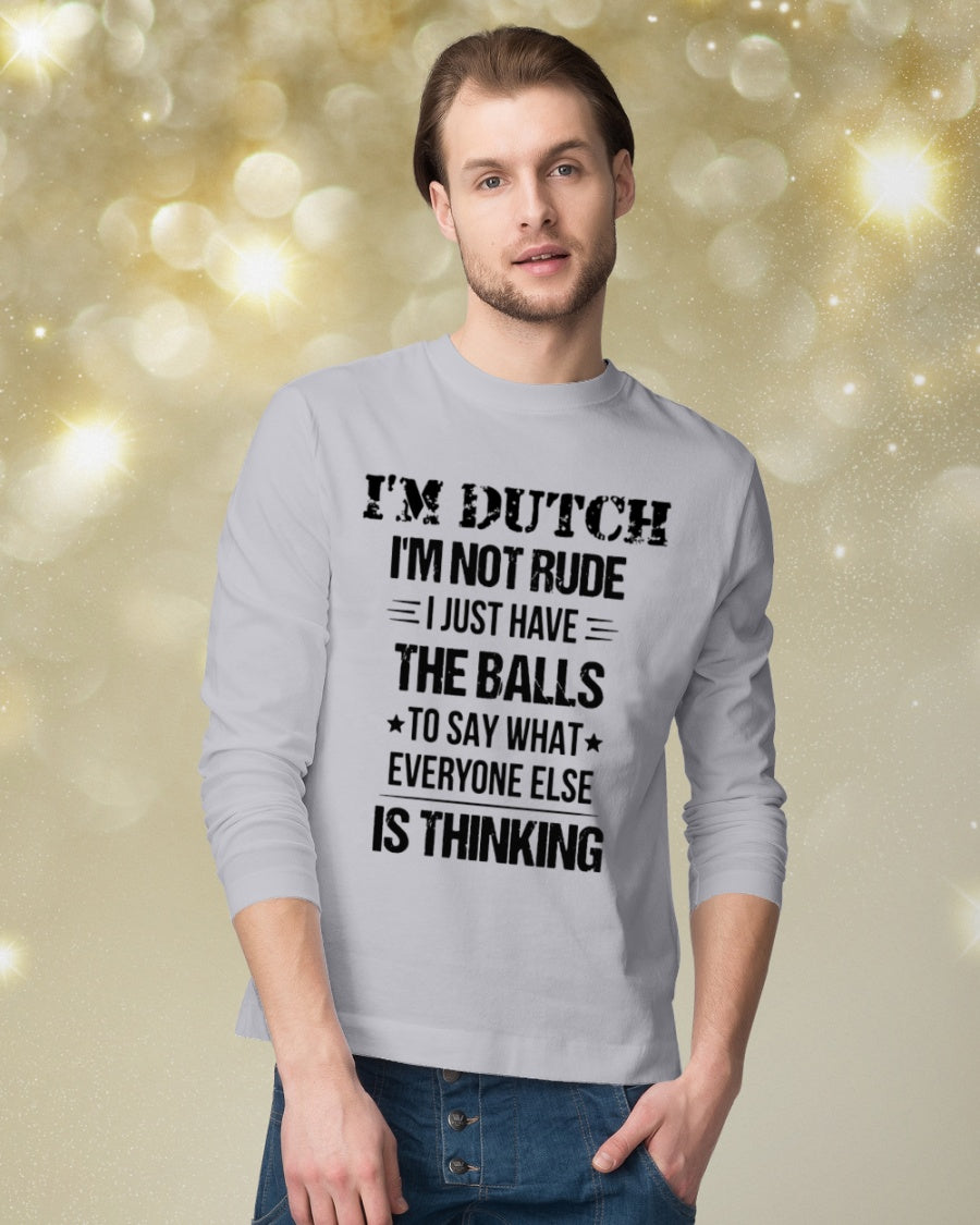 I'M NOT RUDE I'M DUTCH - Long Sleeve Tee - Ash - lifestyle-holiday-longsleeves-front-3