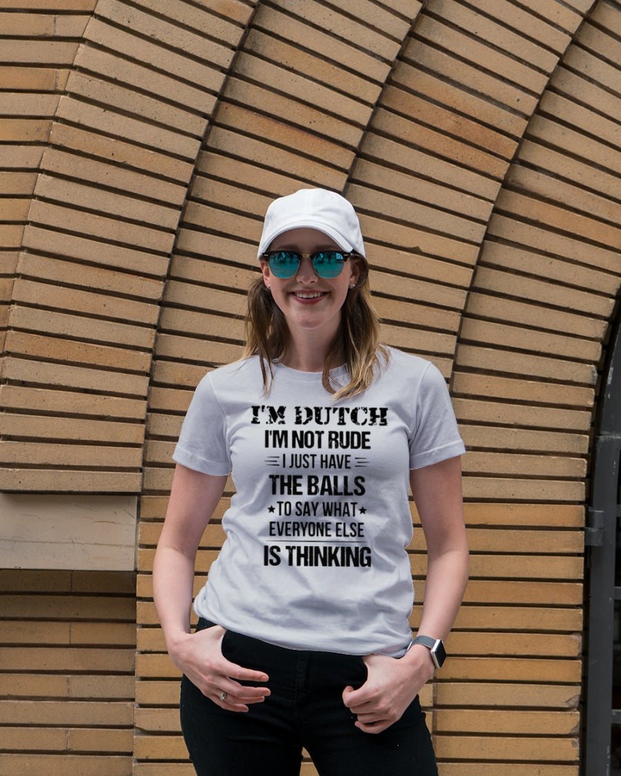 I'M NOT RUDE I'M DUTCH - Premium Fit Ladies Tee - Ash - lifestyle-women-crewneck-front-4