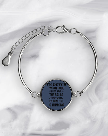 I'M NOT RUDE I'M DUTCH - Metallic Circle Bracelet - J Navy - aos-bracelet-metal-front-lifestyle-8