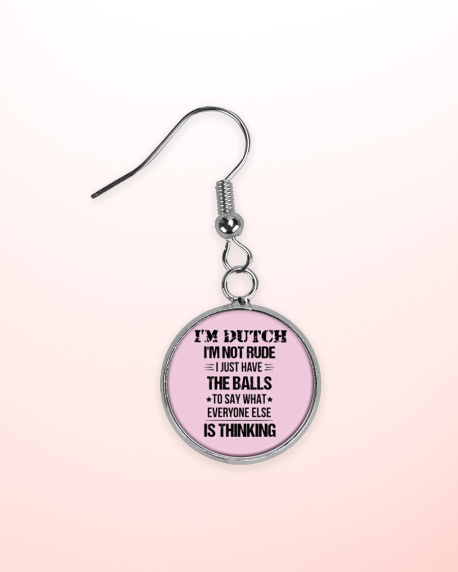 I'M NOT RUDE I'M DUTCH - Circle Earrings - Classic Pink - aos-earring-circle-front-lifestyle-2