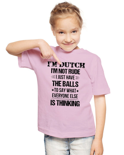 I'M NOT RUDE I'M DUTCH - Youth T-Shirt - Classic Pink - lifestyle-youth-tshirt-front-2