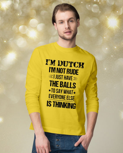 I'M NOT RUDE I'M DUTCH - Long Sleeve Tee - Gold - lifestyle-holiday-longsleeves-front-3