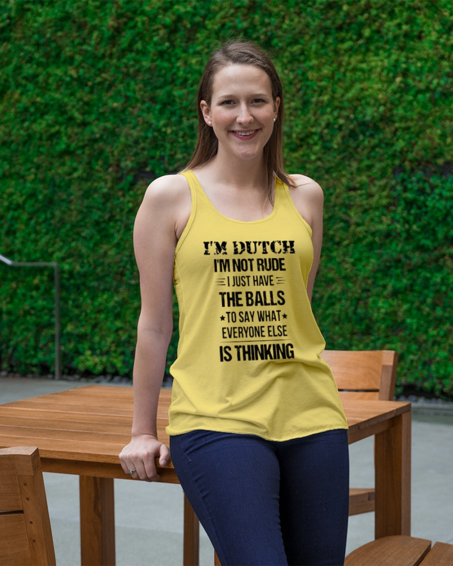 I'M NOT RUDE I'M DUTCH - Ladies Flowy Tank - Neon Yellow - lifestyle-bellaflowy-tank-front-1