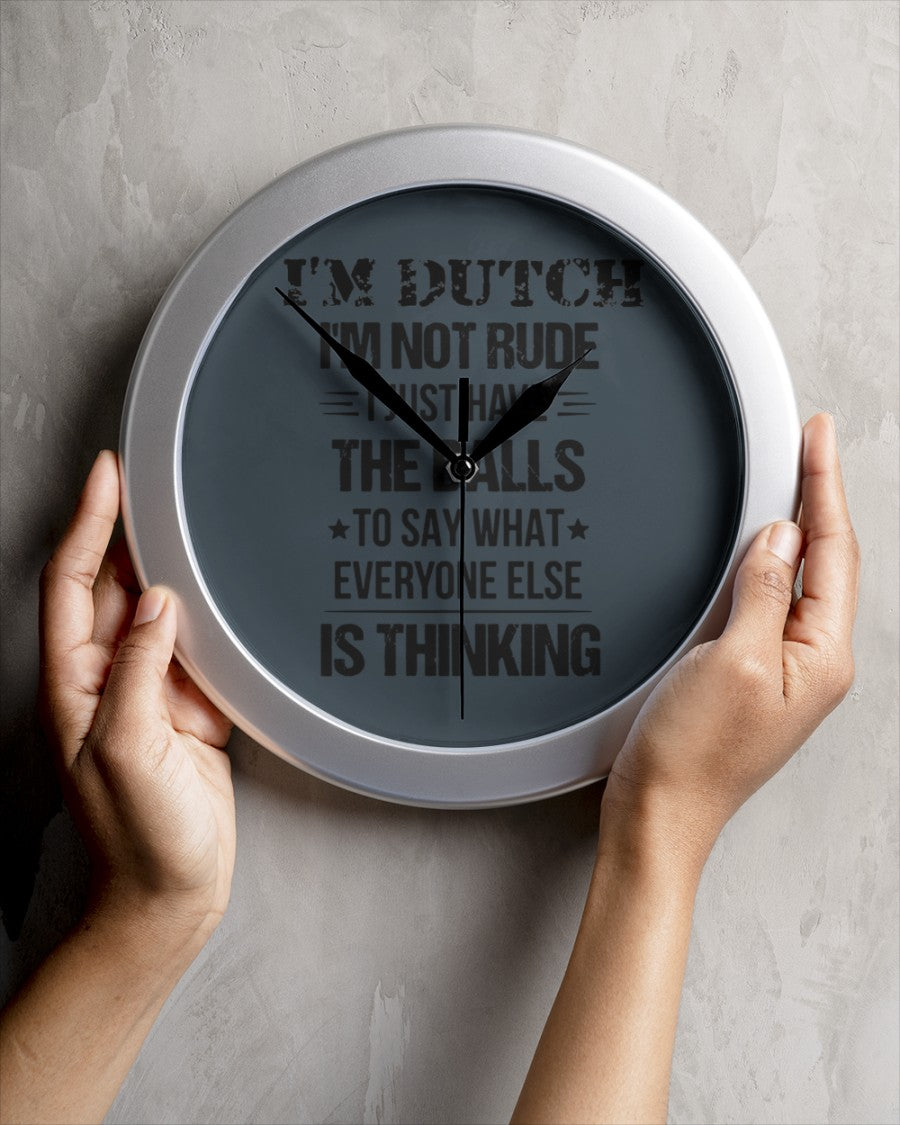 I'M NOT RUDE I'M DUTCH - Wall Clock - Charcoal Grey - aos-wall-clock-lifestyle-front-04