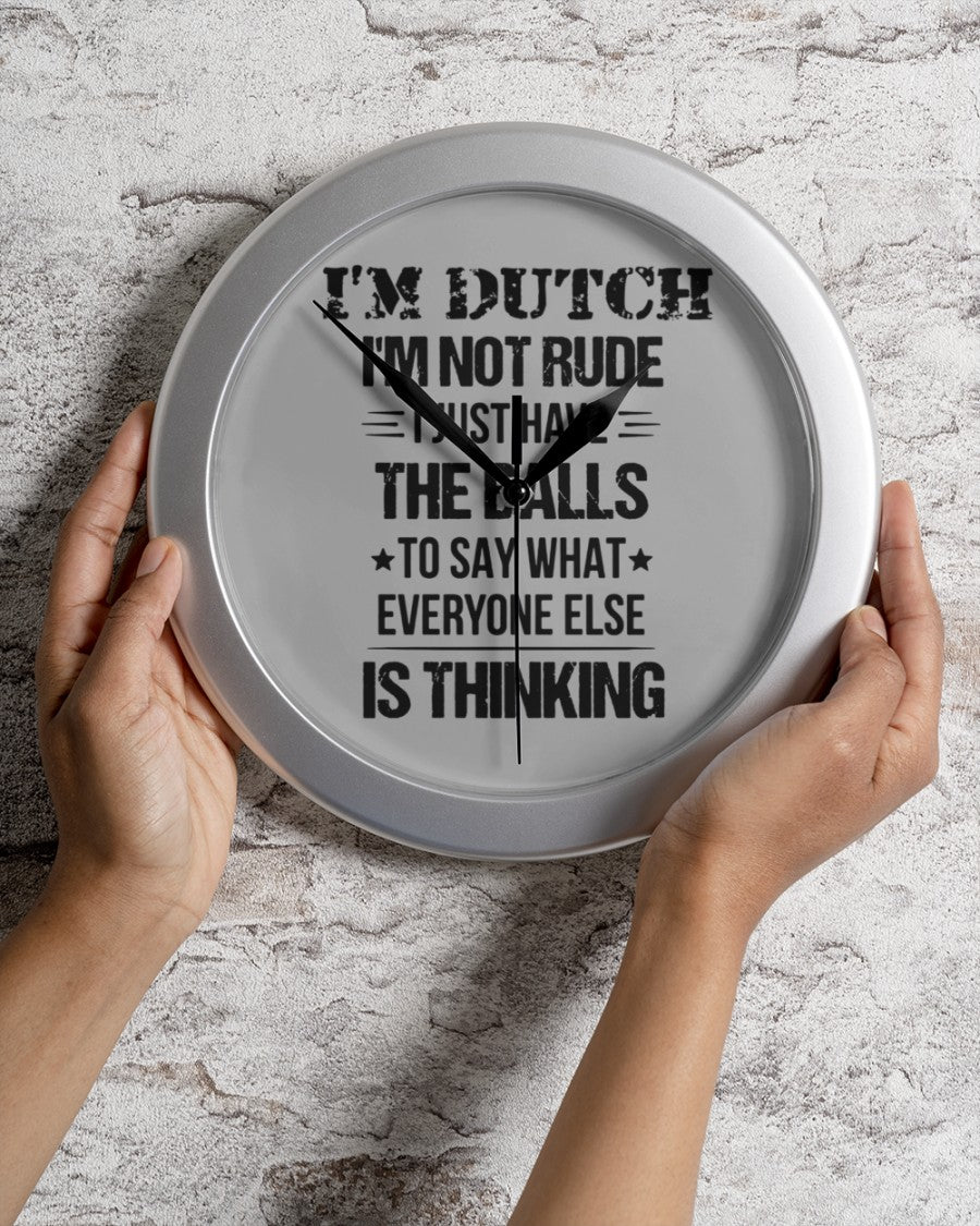 I'M NOT RUDE I'M DUTCH - Wall Clock - Ash - aos-wall-clock-lifestyle-front-02