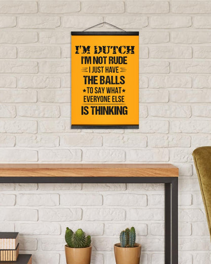 I'M NOT RUDE I'M DUTCH - 12x16 Black Hanging Canvas - Gold - aos-hanging-canvas-12x16-lifestyle-front-03