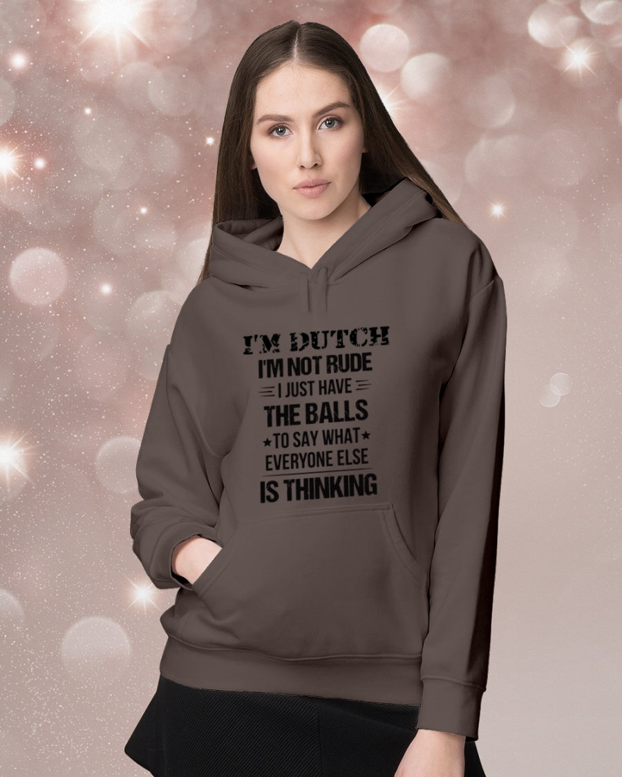 I'M NOT RUDE I'M DUTCH - Hooded Sweatshirt - Dark Chocolate - lifestyle-holiday-hoodie-front-1