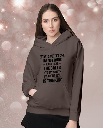 I'M NOT RUDE I'M DUTCH - Hooded Sweatshirt - Dark Chocolate - lifestyle-holiday-hoodie-front-1