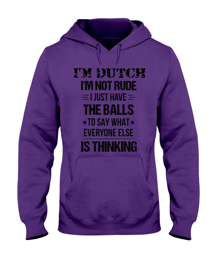 I'M NOT RUDE I'M DUTCH - Hooded Sweatshirt - Purple - Front