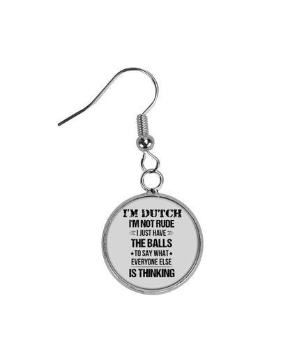 I'M NOT RUDE I'M DUTCH - Circle Earrings - Ash - Front