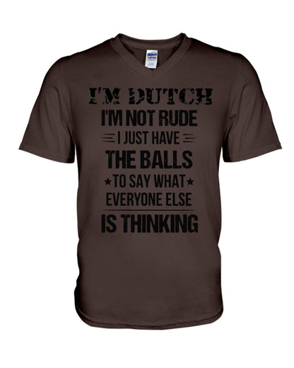 I'M NOT RUDE I'M DUTCH - V-Neck T-Shirt - Brown - Front