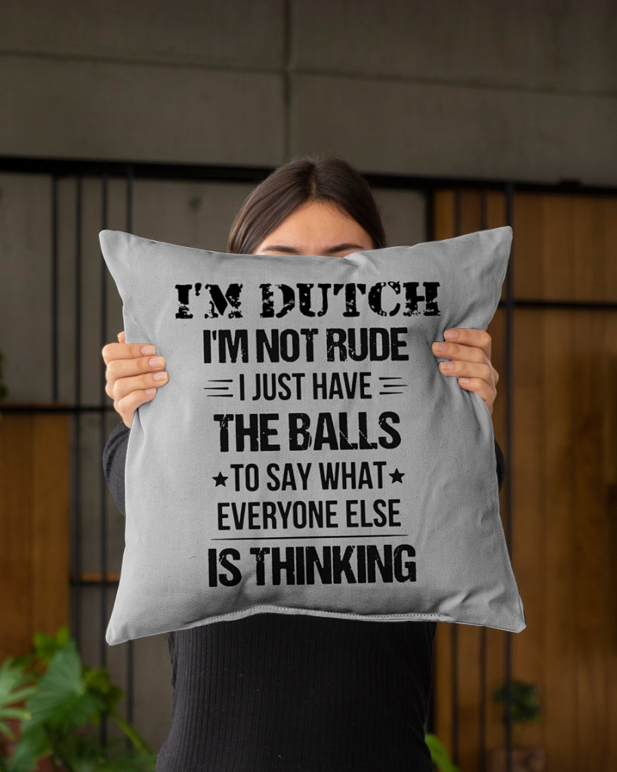I'M NOT RUDE I'M DUTCH - Indoor Pillow - 16” x 16” - Ash - aos-decorative-pillow-lifestyle-front-03