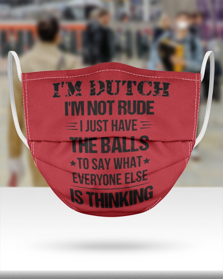 I'M NOT RUDE I'M DUTCH - 3 Layer Face Mask - Single - True Red - aos-face-mask-3-layers-lifestyle-front-46