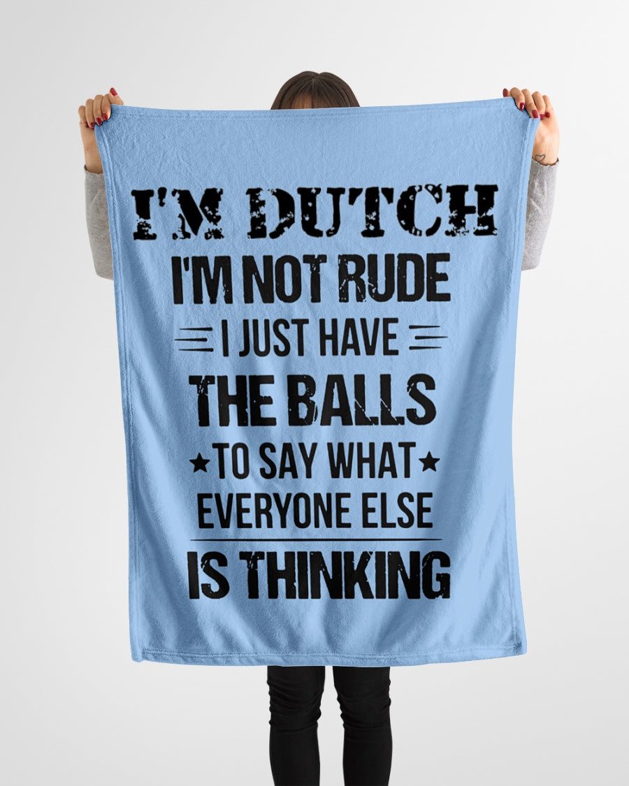 I'M NOT RUDE I'M DUTCH - Small Fleece Blanket - 30" x 40" - Light Blue - aos-coral-fleece-blanket-30x40-lifestyle-front-14