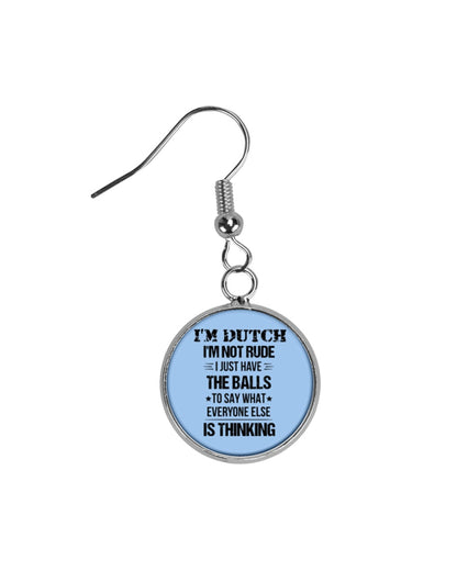 I'M NOT RUDE I'M DUTCH - Circle Earrings - Light Blue - Front