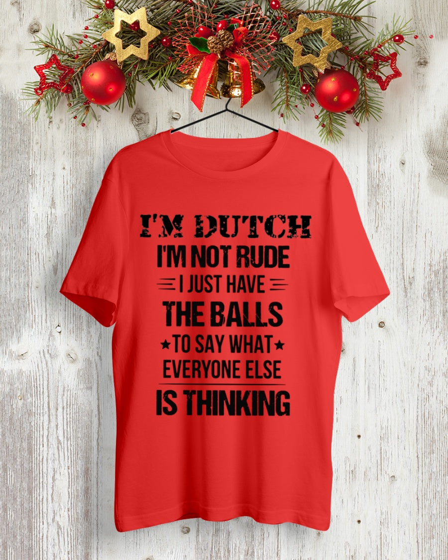 I'M NOT RUDE I'M DUTCH - Premium Fit Mens Tee - Red - lifestyle-holiday-crewneck-front-2