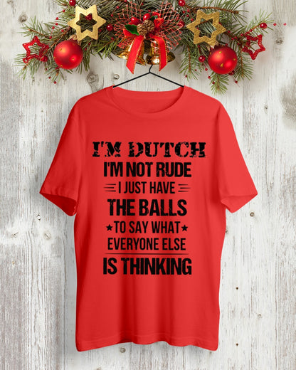 I'M NOT RUDE I'M DUTCH - Premium Fit Mens Tee - Red - lifestyle-holiday-crewneck-front-2