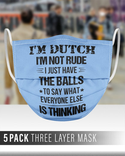I'M NOT RUDE I'M DUTCH - 3 Layer Face Mask - 5 Pack - Light Blue - aos-face-mask-3-layers-lifestyle-front-48