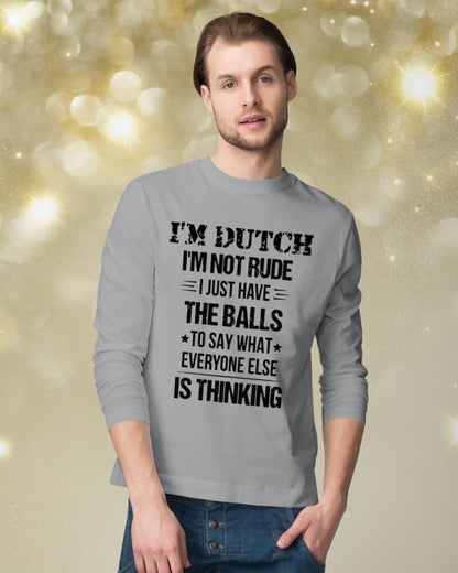 I'M NOT RUDE I'M DUTCH - Long Sleeve Tee - Sports Grey - lifestyle-holiday-longsleeves-front-3