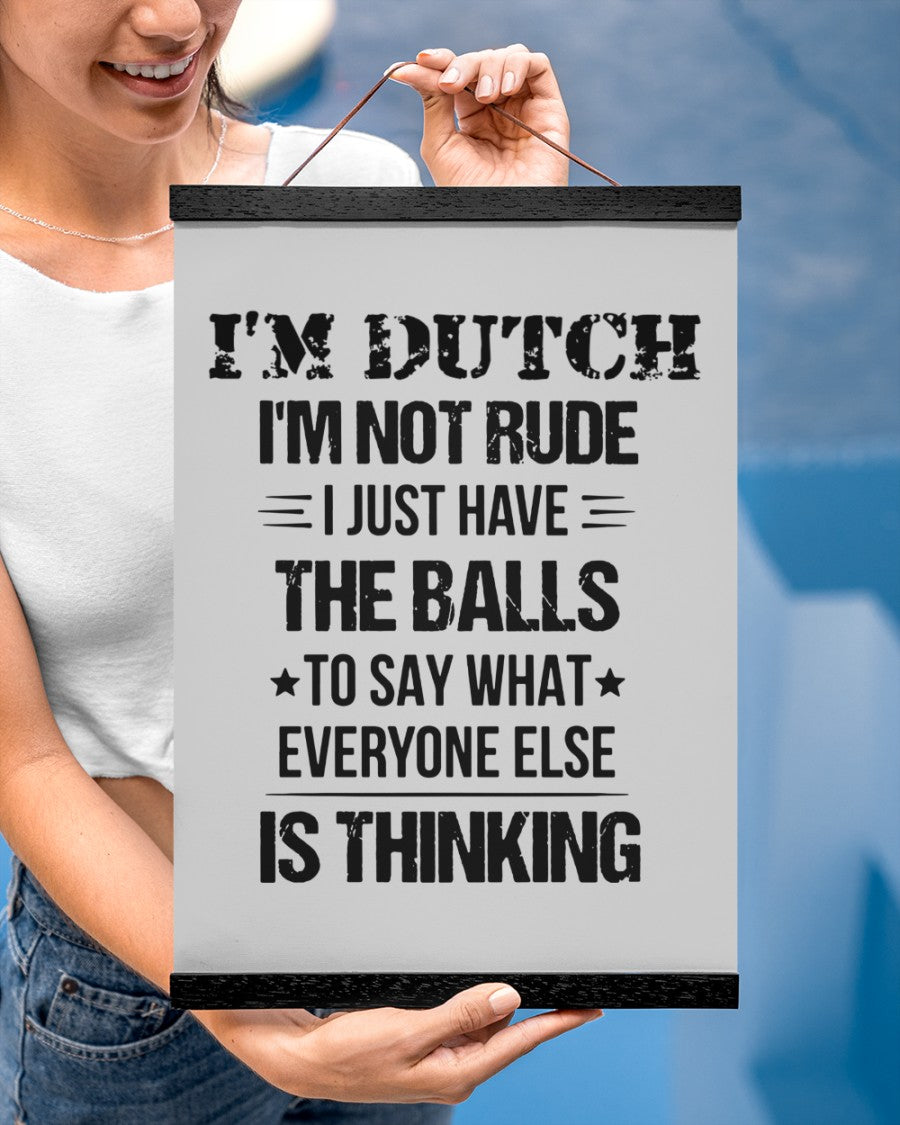 I'M NOT RUDE I'M DUTCH - 12x16 Black Hanging Canvas - Ash - aos-hanging-canvas-12x16-lifestyle-front-29
