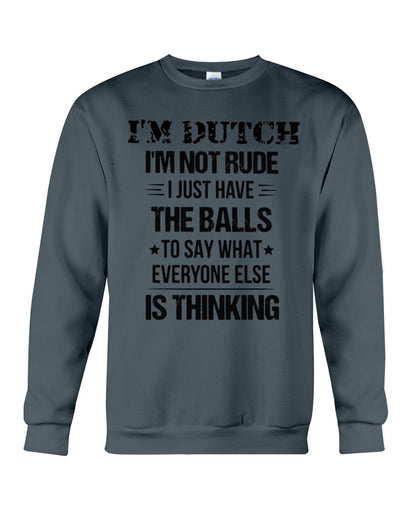 I'M NOT RUDE I'M DUTCH - Crewneck Sweatshirt - Charcoal Grey - Front