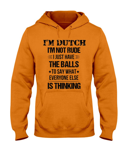 I'M NOT RUDE I'M DUTCH - Hooded Sweatshirt - Orange - Front