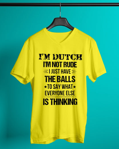 I'M NOT RUDE I'M DUTCH - V-Neck T-Shirt - Neon Yellow - lifestyle-mens-vneck-front-3