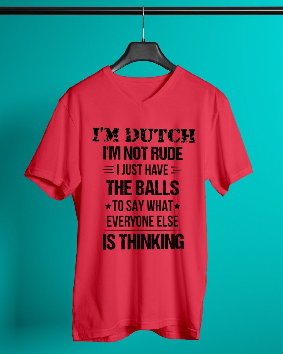 I'M NOT RUDE I'M DUTCH - V-Neck T-Shirt - Red - lifestyle-mens-vneck-front-3