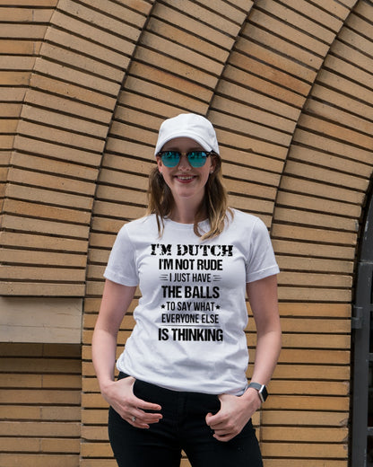 I'M NOT RUDE I'M DUTCH - Premium Fit Ladies Tee - White - lifestyle-women-crewneck-front-4