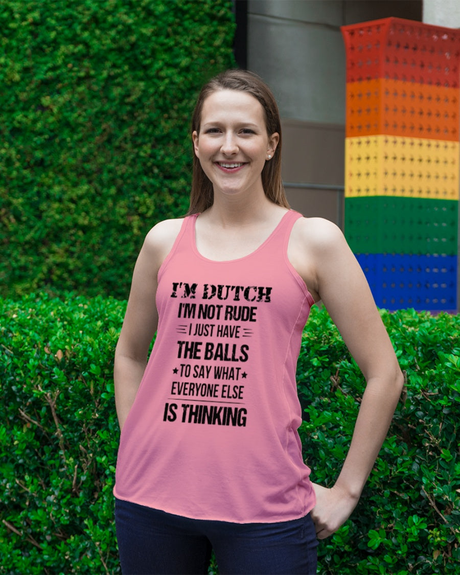 I'M NOT RUDE I'M DUTCH - Ladies Flowy Tank - Coral - lifestyle-bellaflowy-tank-front-2