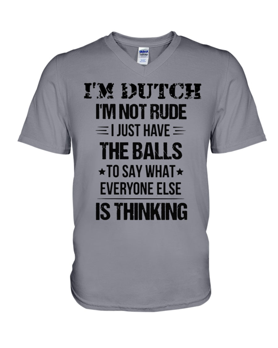 I'M NOT RUDE I'M DUTCH - V-Neck T-Shirt - Asphalt - Front