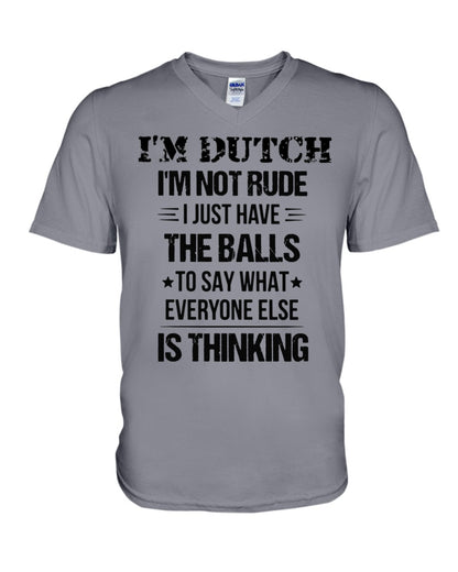 I'M NOT RUDE I'M DUTCH - V-Neck T-Shirt - Asphalt - Front