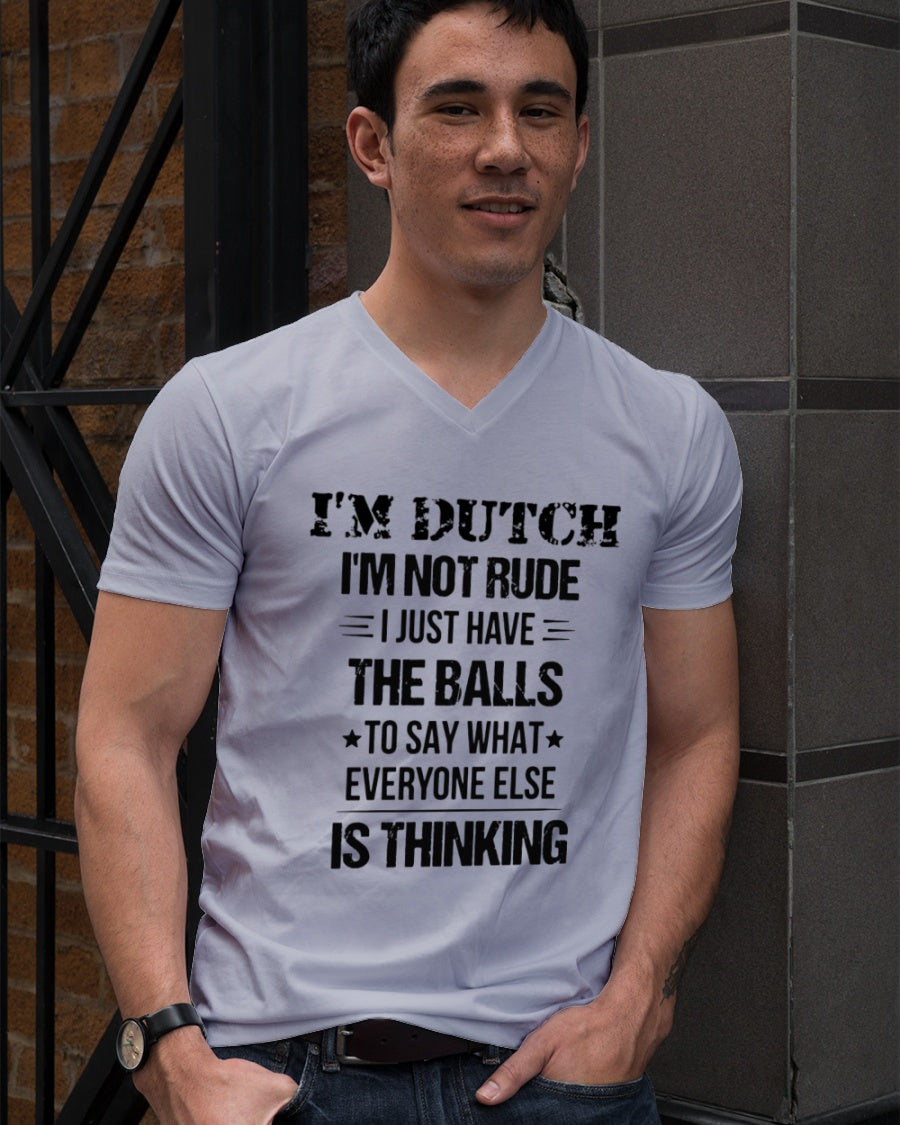I'M NOT RUDE I'M DUTCH - V-Neck T-Shirt - Ash - lifestyle-mens-vneck-front-2