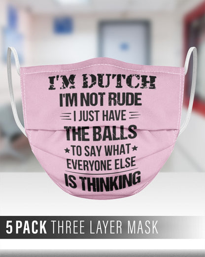 I'M NOT RUDE I'M DUTCH - 3 Layer Face Mask - 5 Pack - Classic Pink - aos-face-mask-3-layers-lifestyle-front-27