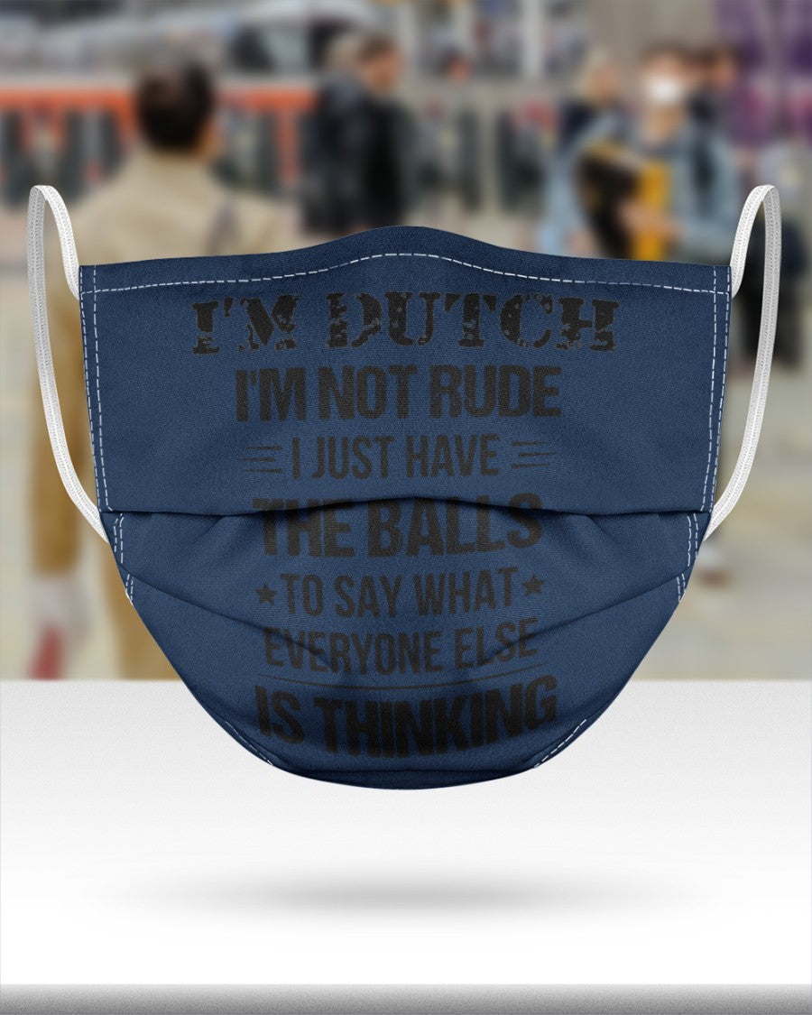I'M NOT RUDE I'M DUTCH - 3 Layer Face Mask - Single - J Navy - aos-face-mask-3-layers-lifestyle-front-46