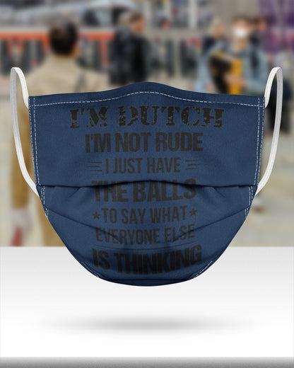 I'M NOT RUDE I'M DUTCH - 3 Layer Face Mask - Single - J Navy - aos-face-mask-3-layers-lifestyle-front-46