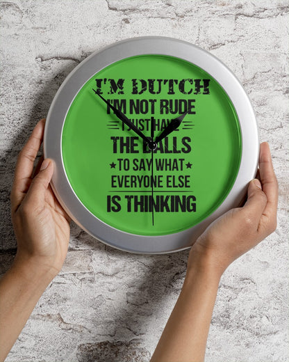 I'M NOT RUDE I'M DUTCH - Wall Clock - Kiwi - aos-wall-clock-lifestyle-front-02