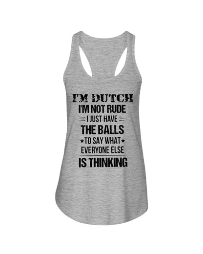 I'M NOT RUDE I'M DUTCH - Ladies Flowy Tank - Athletic Heather - Front