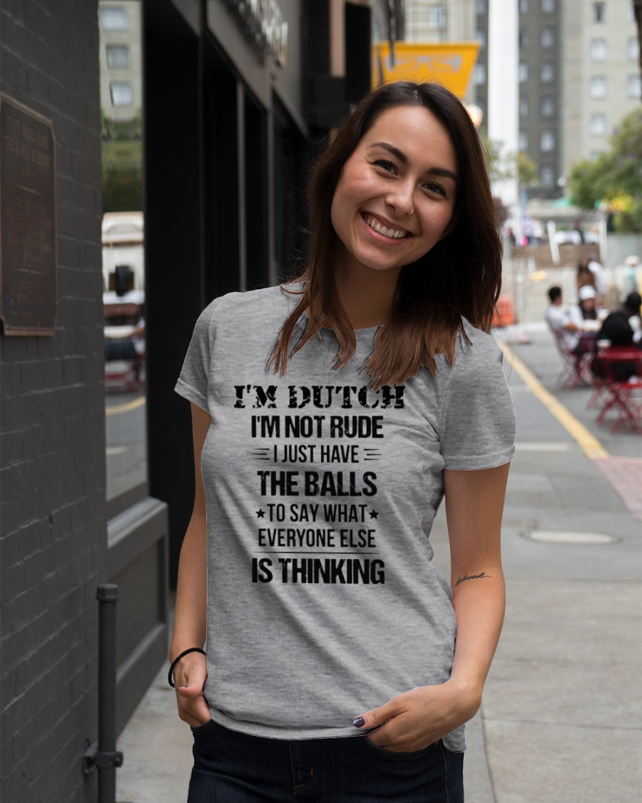 I'M NOT RUDE I'M DUTCH - Premium Fit Ladies Tee - Heather - lifestyle-women-crewneck-front-5
