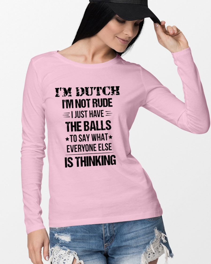 I'M NOT RUDE I'M DUTCH - Long Sleeve Tee - Light Pink - lifestyle-unisex-longsleeve-front-4
